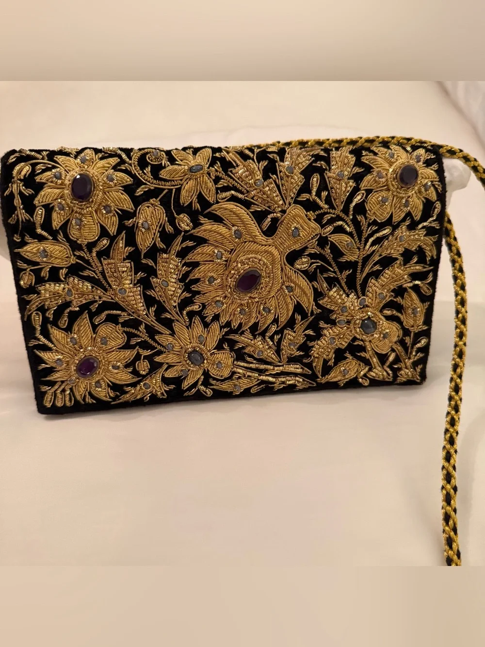 Vintage Zardozi Embroidery Shoulder Clutch Bag